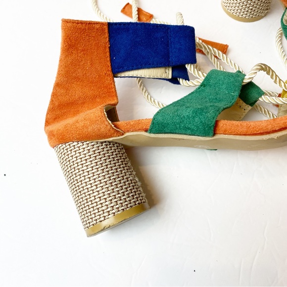 Fashion | Multi-Colored Rope Lace Up Round Heel Sandals in like new condition. - Picture 2 of 7